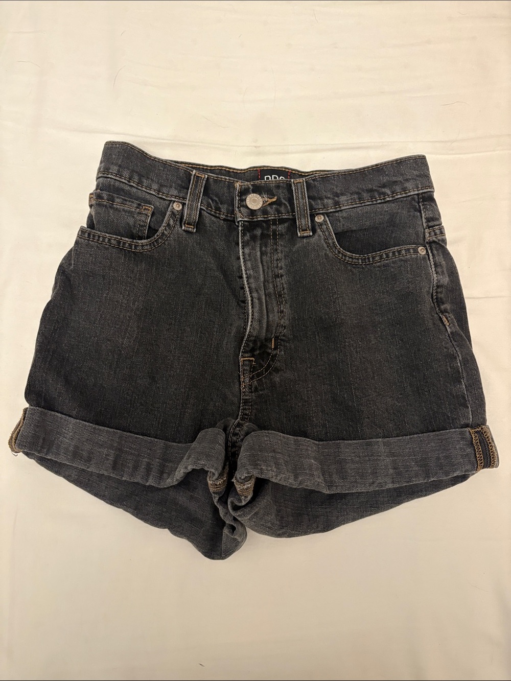 BDG Black Rolled Hem High-Rise Denim Shorts